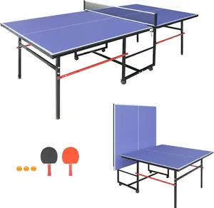 GAOMON 8FT Portable Table Tennis Tables– Professional Outdoor Ping Pong Table Game with Net, 2 Paddles and 3 Balls for Christmas New Year Holiday Season Gifts- Single Player Playback Mode -Quick Assembly