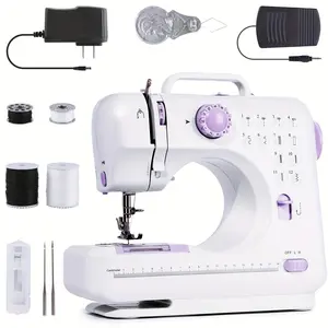 Portable Electric Sewing Machine, Mini Portable Sewing Machine with 12 Built-in Stitch Patterns, Threading Machine, Adjustable Speed Sewing Machine for Home, School, and Toy Sewing Projects