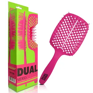 H2PRO GOMCOMb Dual Sided Hair Brush GBB001 - Long & Short Bristle Design for Professional Styling - Snag-Free Detangling for All Hair Types - Curved Design for Comfort & Vented for Fast Drying