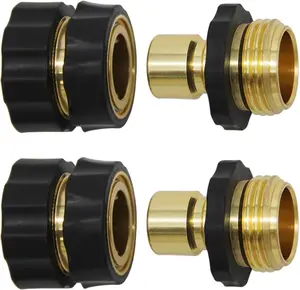 3/4 Inch Garden Hose Fitting Quick Connector Male and Female Set with Extra Rubber Washers, 2 Set