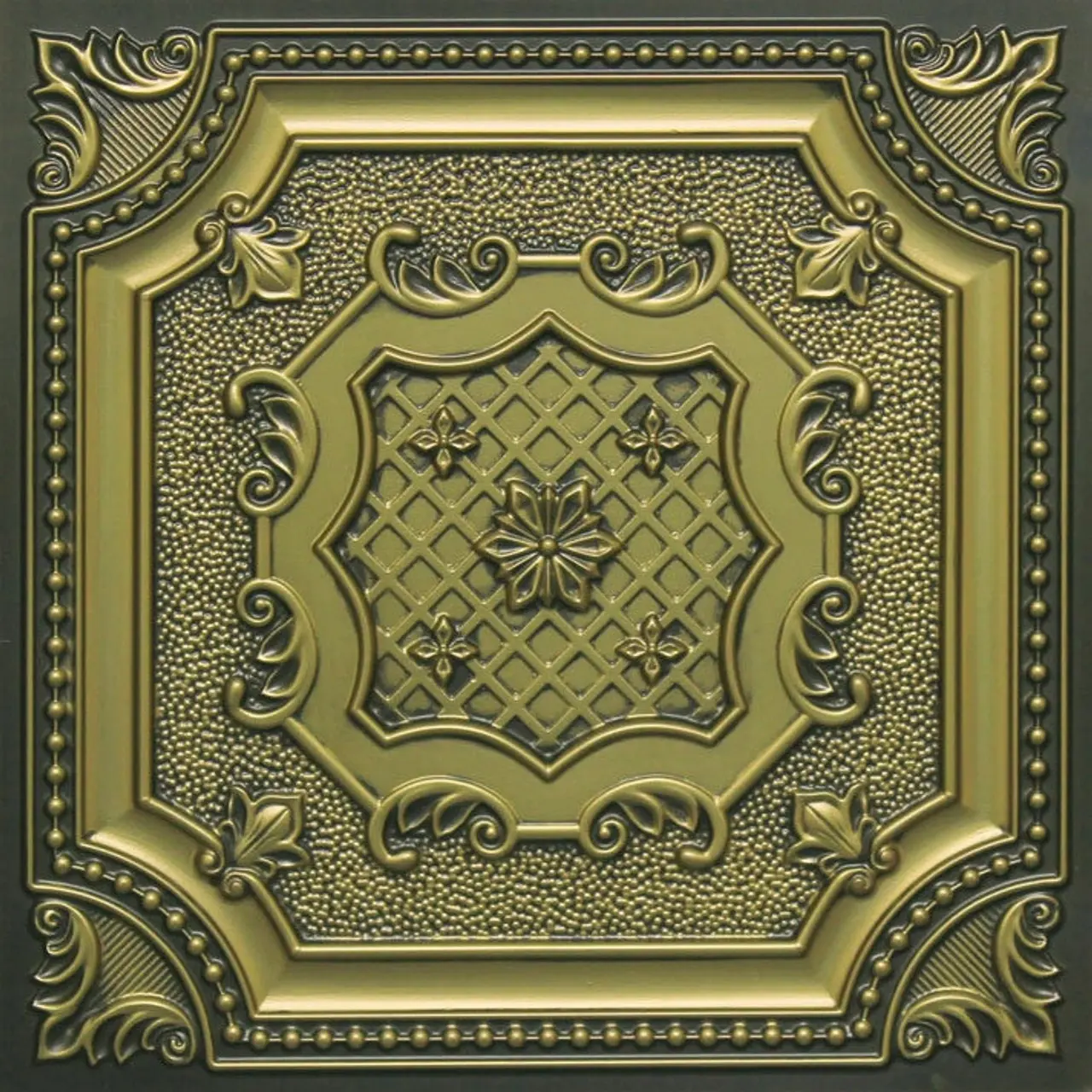 From Plain To Beautiful In Hours 2 ft. x 2 ft. PVC Glue-Up or Lay-In Faux Tin Drop Ceiling Tiles - #258, Pack of 10 (40 sqft), PVC Ceiling Tiles