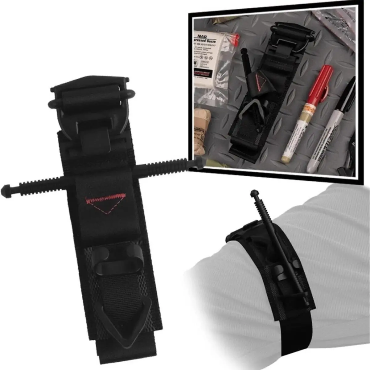 Tactical Medical Arterial First Aid Tourniquet, One-Handed Operation, Quick and Practical, Good Hemostatic Effect in Accidental Abrasions and Cuts - Black