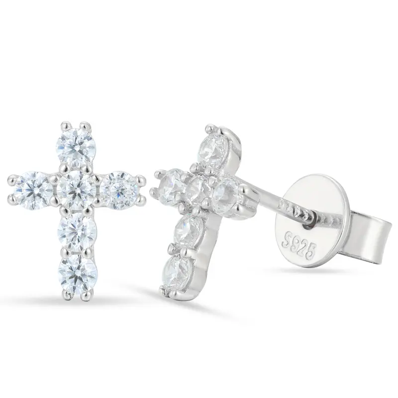 UCClYO Unisex Cross Earrings 925 Sterling Silver Synthetic Moissanite Cross Earrings Lightweight Accessories Fashion Jewelry Party Girl Accessories Birthday Gift Earrings【E528】