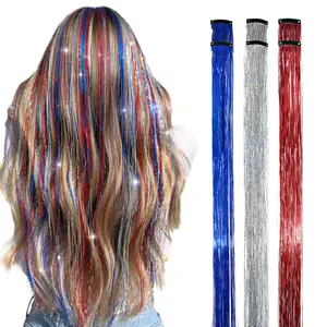 Holographic Hair Tinsel  Easy Clip-In Sparkle Hair；Fairy Hair Tinsel Kit – No Damage, Super Shiny；Sparkly Hair Strands for Party & Game Day；Clip-In Hair Tinsel – Shimmer in Seconds