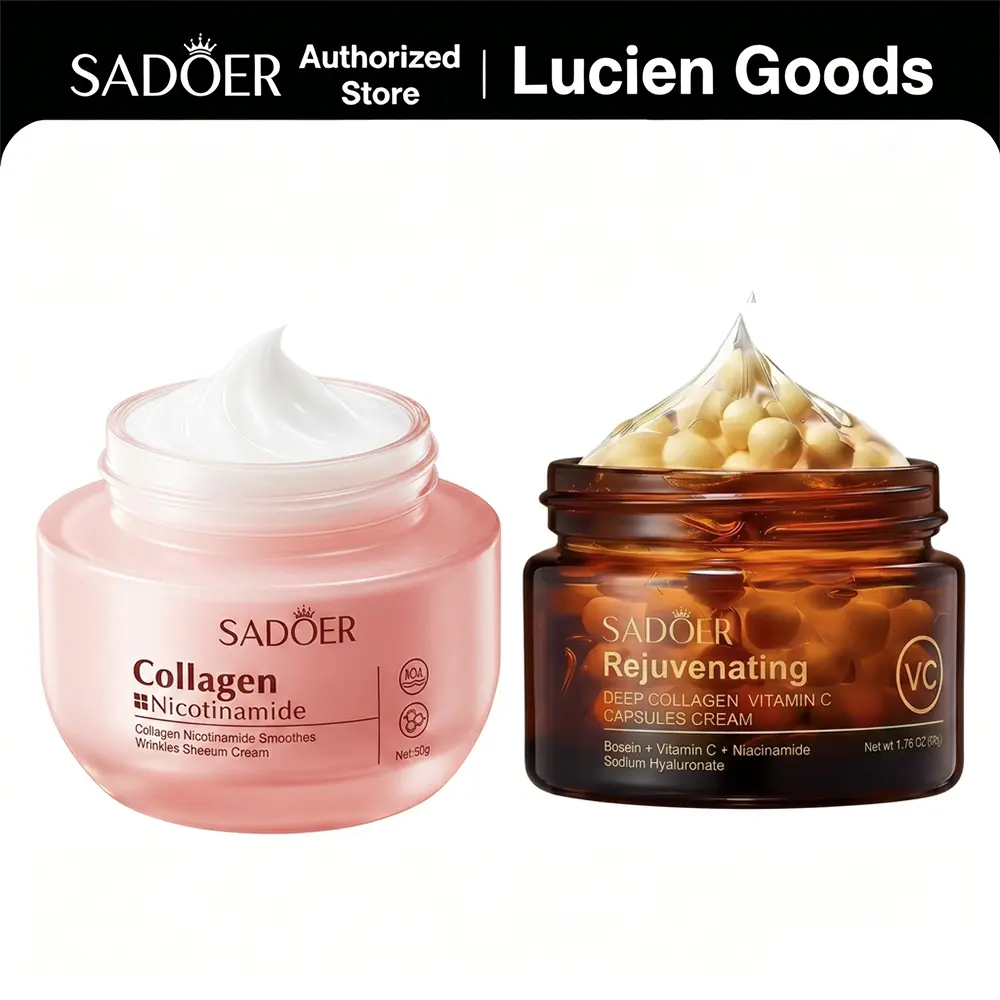 2PCS Collagen Nicotinamide & Vitamin C Capsule Cream Combo Set,Deep Moisturizing & Smoothing Skin Care Duo, Nourishing & Softening Daily Face Care Kit for All Skin Types, Gentle Hydrating Formula