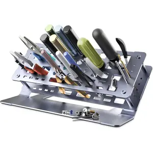 Screwdriver Rack, Small Tool Storage Holder  Desk Top, Work bench Organizer, Aluminum Alloy, Dark Grey