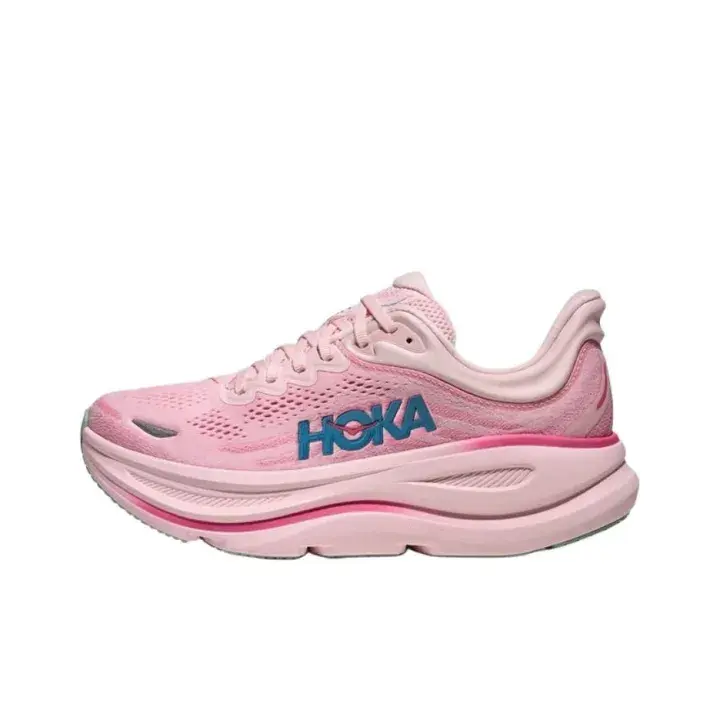 Flexible Shock Absorbing Running Sneakers Light Pink Air Mesh Breathable Upper Oversized Pink Curved Midsole Green Grip Sole For School Morning Runs & Weekend Country Trail Hiking