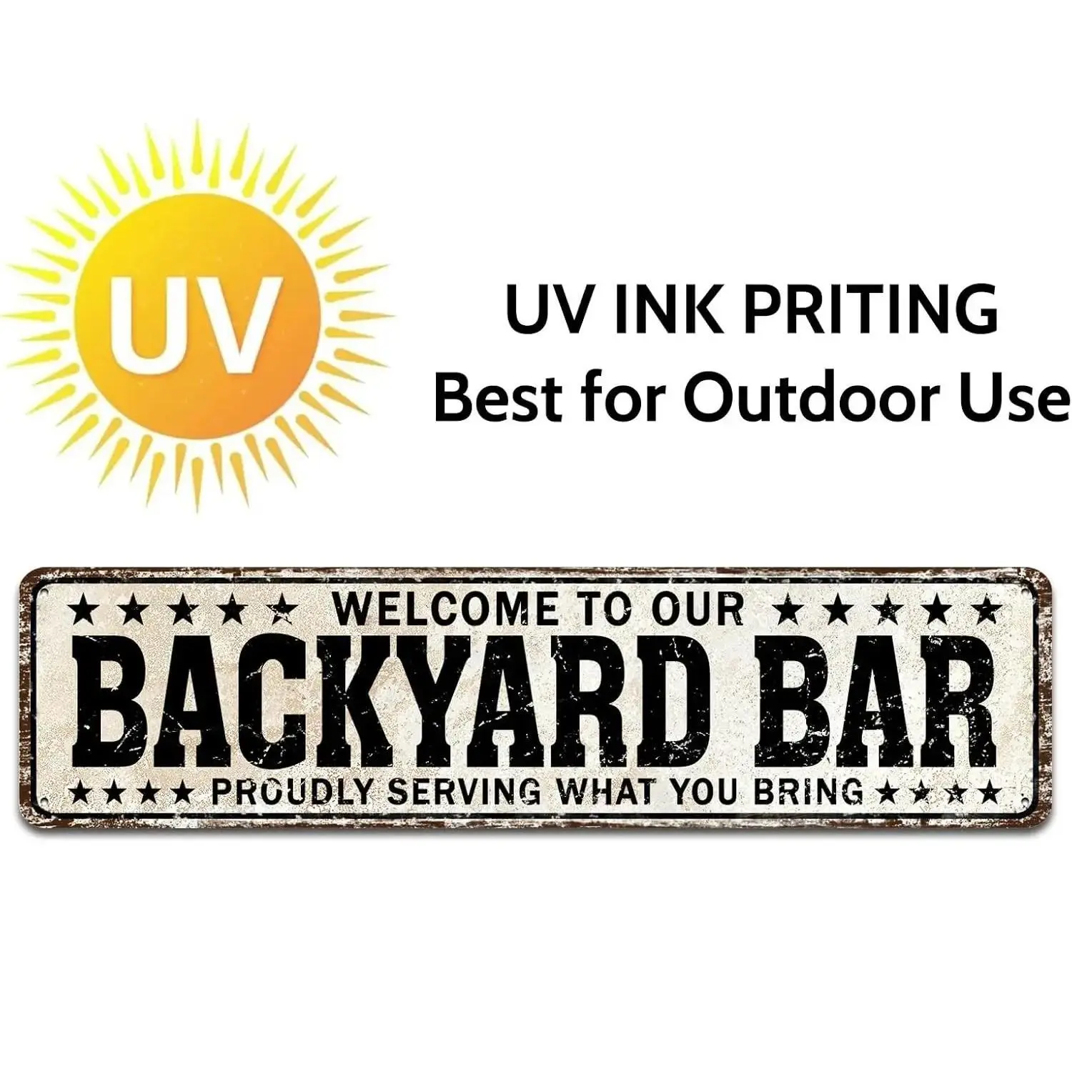 Metal Funny Backyard Welcome Plaque - 4"x16" Outdoor Home Decor for Pool, Backyard Bar - Durable Home Supplies Sign,summervibes Home Signboard Farmhouse Sign