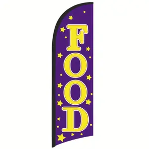 Food Feather Flag Banner for Outdoor Advertising, 8.2FT Swooper Flag Sign, Single-Sided Polyester Business Flag for Storefronts, Shops, Restaurants, Events – Durable, Fade-Resistant, Easy to Display (Pole Not Included)