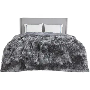 Ultra Soft Fluffy Blankets Queen Size for Bed – Fuzzy Faux Fur Sherpa Fleece Queen Blanket Full Size, Tie-dye Decorative Gift Blanket, Warm Thick Queen Blanket for Bed, 90x90 Inches, 640 GSM