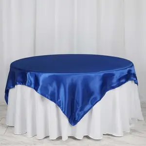 Satin Table Overlay 72"x72" Royal Blue - Wrinkle Resistant & Smooth Table Topper