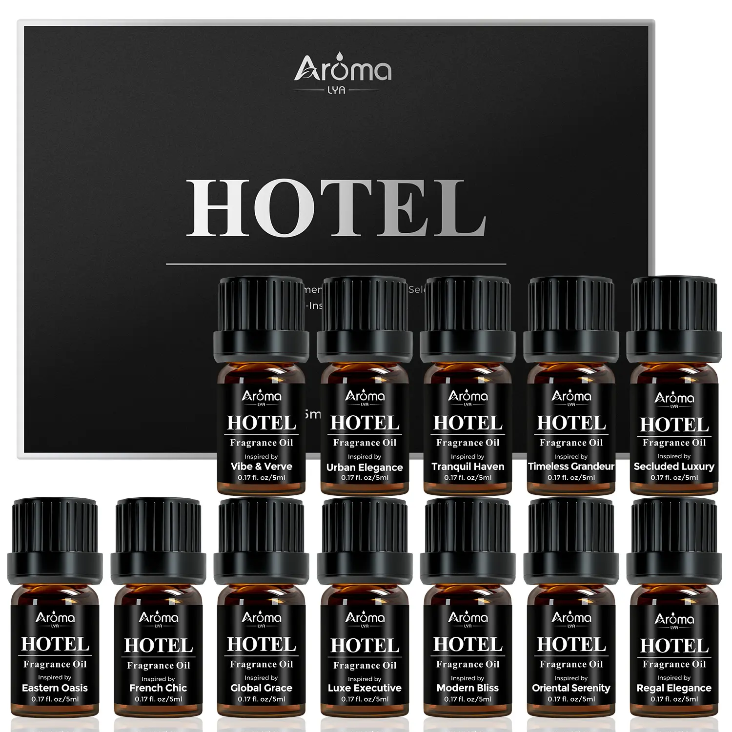 Hotel Essential Oils Set (12×5ml) - Natural Fragrance Oils for Diffuser Candle Soap Making Aroma Perfume Scented Liquid Incense Aromatherapy Oils