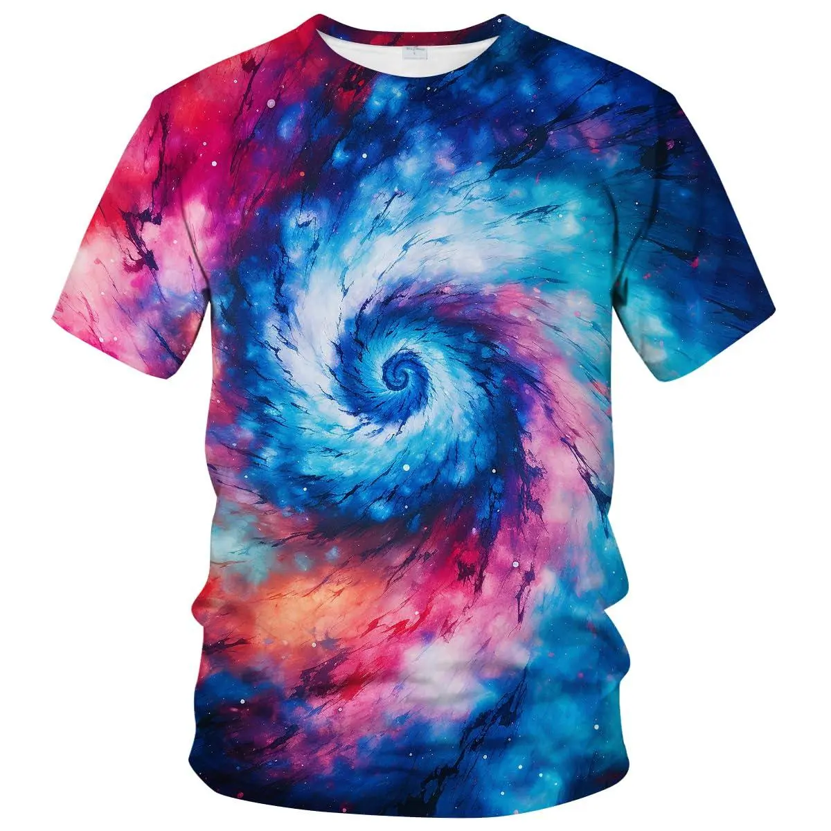 Women's Galaxy Print T-Shirt, Casual Short-Sleeve with a Relaxed Cut in Soft Breathable Fabric for Daily Wear, Printed, Tee, Vivid, Full Body, Xl, Shortsleeve, Tops