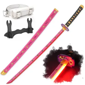 ELERVINO 41 inches LED Demon Slayer Cosplay Sword Kokushibou Light Swords with White Belt Holder Stand Display for Halloween Anime Role Playing Props Cosplay Collection Decoration Christmas Gift Birthday Decoration