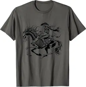 Rustic Skeleton Cowgirl Horse Rider Western Gothic Grunge T-Shirt