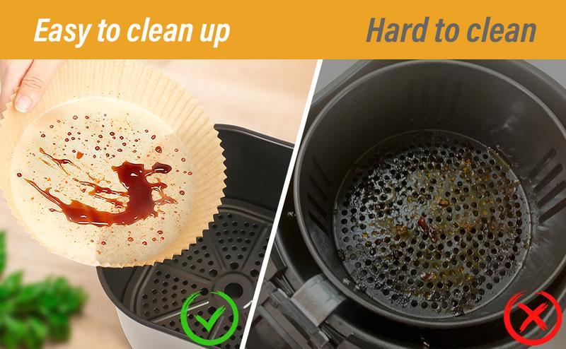 Air Fryer Paper Liners, 100Pcs Parchment Paper, Air Fryer Liners Disposable for Microwave, Non-Stick Air Fryer Liner Square Free of Bleach (6.3IN)