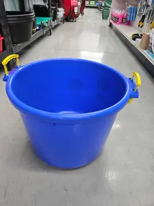 70QT Muck Tub Blue 13396-2 Lightweight Durable Farm Ranch Container for Feed Water Transport