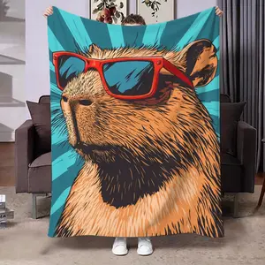 Cool Hamster Sunglasses Print Blanket, Soft Comfortable Multi-Use Throw, Suitable for Sofa, Bedroom, Office, Outdoor, Multiple Sizes Available