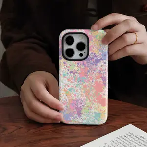 Rainbow splatter pattern, durable, shock-absorbing, glossy finish, 2-in-1 phone case, compatible with iPhone 17, 16 pro , 15, 14, 13, 12, 11, X, Samsung and other models. Makes a great holiday gift for friends or family.