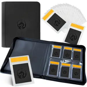 60 Pocket 3''x6'' Card Binder with Zipper Water-Resistant PU Leather for Collecting Game Cards Star Cards Sports Cards Rating Cards, or