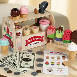 Colorful Ice Cream Machine Counter Set, DIY Ice Cream Simulation Kitchen Toy, Montessori Education Gift for Kids, Perfect for Parties & Gifts, Kitchen Pretend Play Set