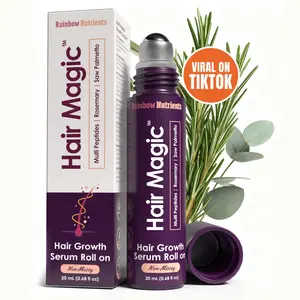 Hair Magic - Hair Growth Serum Roll On- Multi-Peptides + Rosemary Oil for Hair Growth, Density, Beard, Eyebrows & Scalp Serum Treatment For Women & Men with Saw Palmetto - Suero Para El Cabello