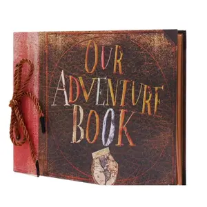 Our Adventure Book Scrapbook Photo Album Retro Style Embossed Letter Cover Travel Diary Journal Scrap Book Kit For Couples,Memory Book For Anniversary Wedding