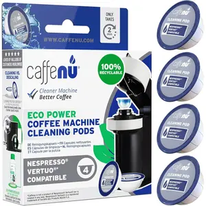 Nespresso Compatible Cleaning Pods.4 Vertuo Cleaner Capsules.Improved Coffee Flavor for Crisp Coffee.For Nespresso Vertuo, Use with Descaling Kit.