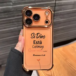 Romanos 8:31 Bible Verse Phone Case , Electroplated Cover with Airbag Shockproof Slim Soft TPU Cover for iPhone X 11 12 13 14 15 16 17 Pro Max Plus Air