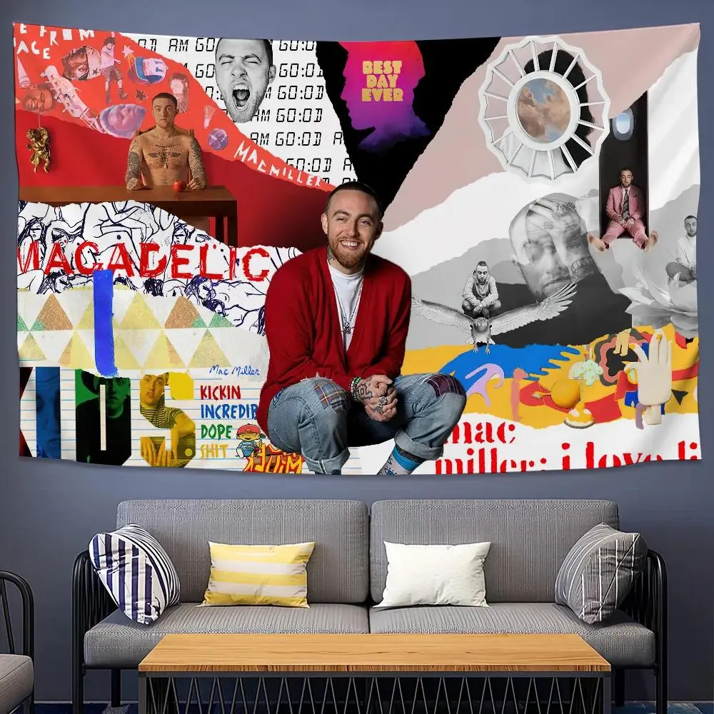 Mac Miller Swimming Album Polyester Wall Tapestry - Hip Hop Aesthetic Backdrop Banner Tapestries, Vivid Photo Print Gift with Soft Polyester Feel, Bedroom Decor for Love-Focused Families, Family, Cartoons
