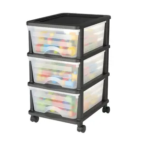VEVOR Plastic Storage Drawers Cart, 4 Drawers Storage Organizer with Wheels, Rolling Closet Organization and Storage Dividers, Dresser Organizer Clear Bins for Office Supplies, Craft Rooms, ClassroomsVEVOR Super Brand Day
