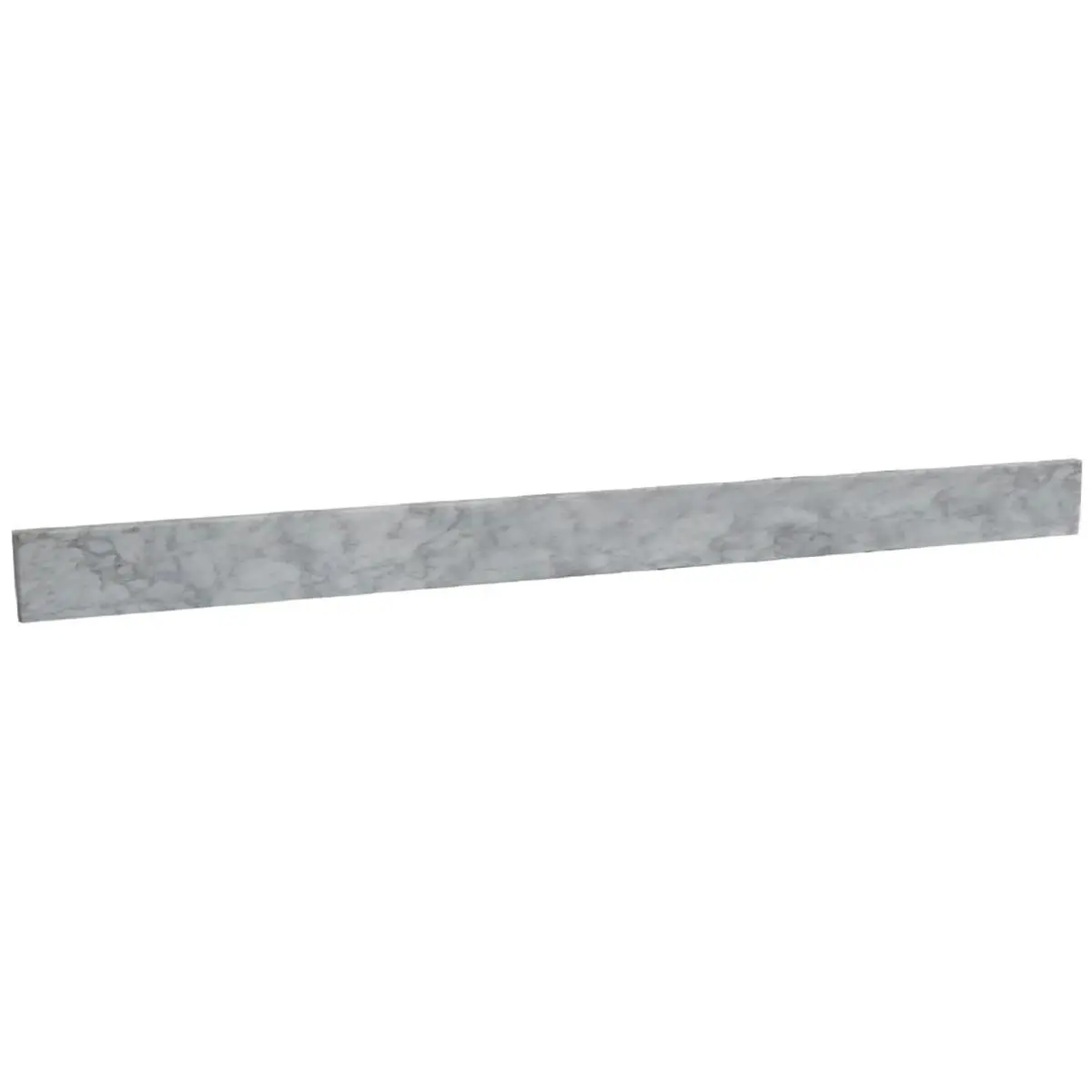 Glossy Carrara Marble Backsplash - 61x4x0.67in Single Panel, Water Resistant Natural Stone with High Tone Variation, Easy-to-Maintain for Bathroom Indoor Use