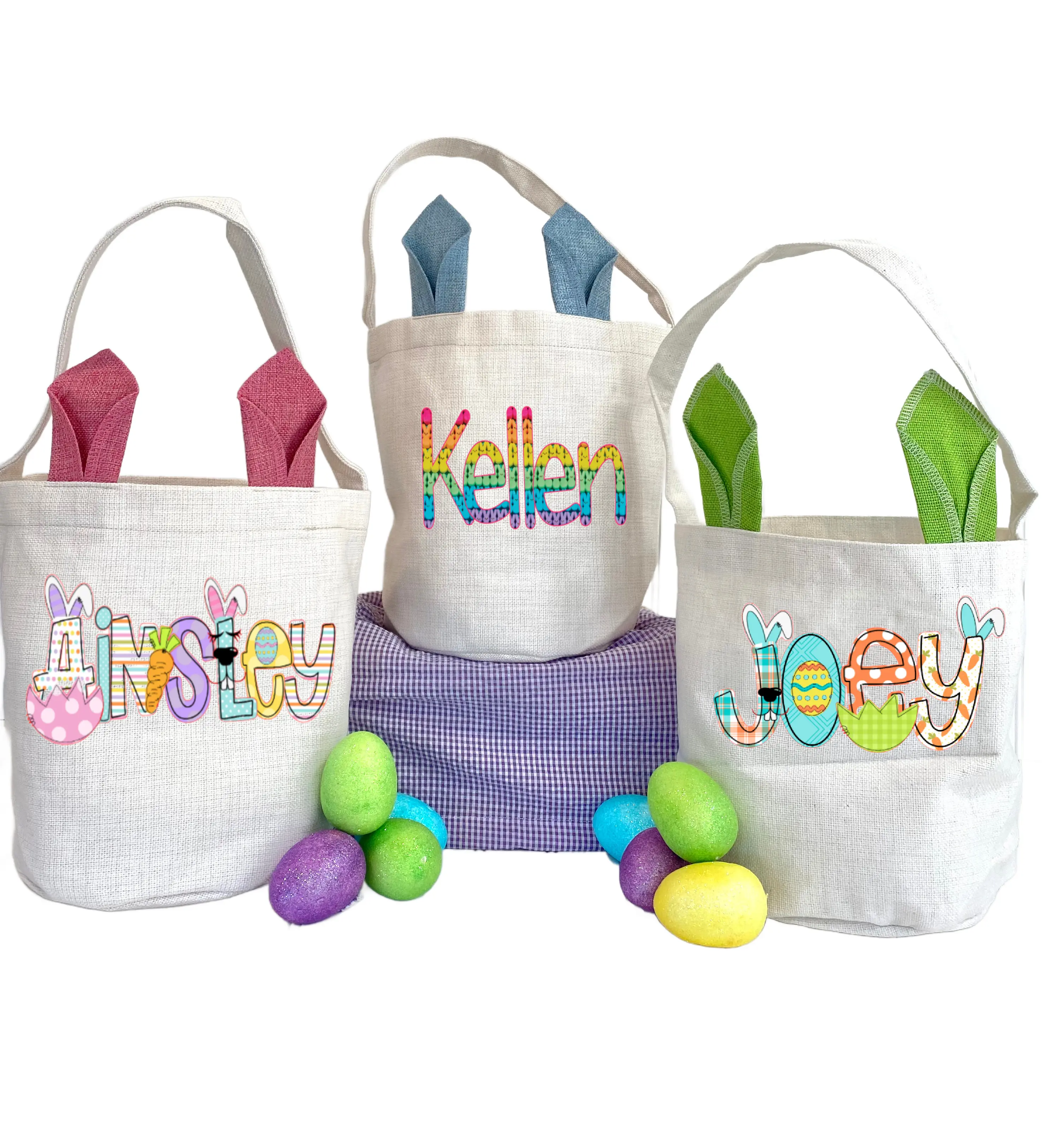 Custom Bunny Ear Easter Bucket Basket Personalized
