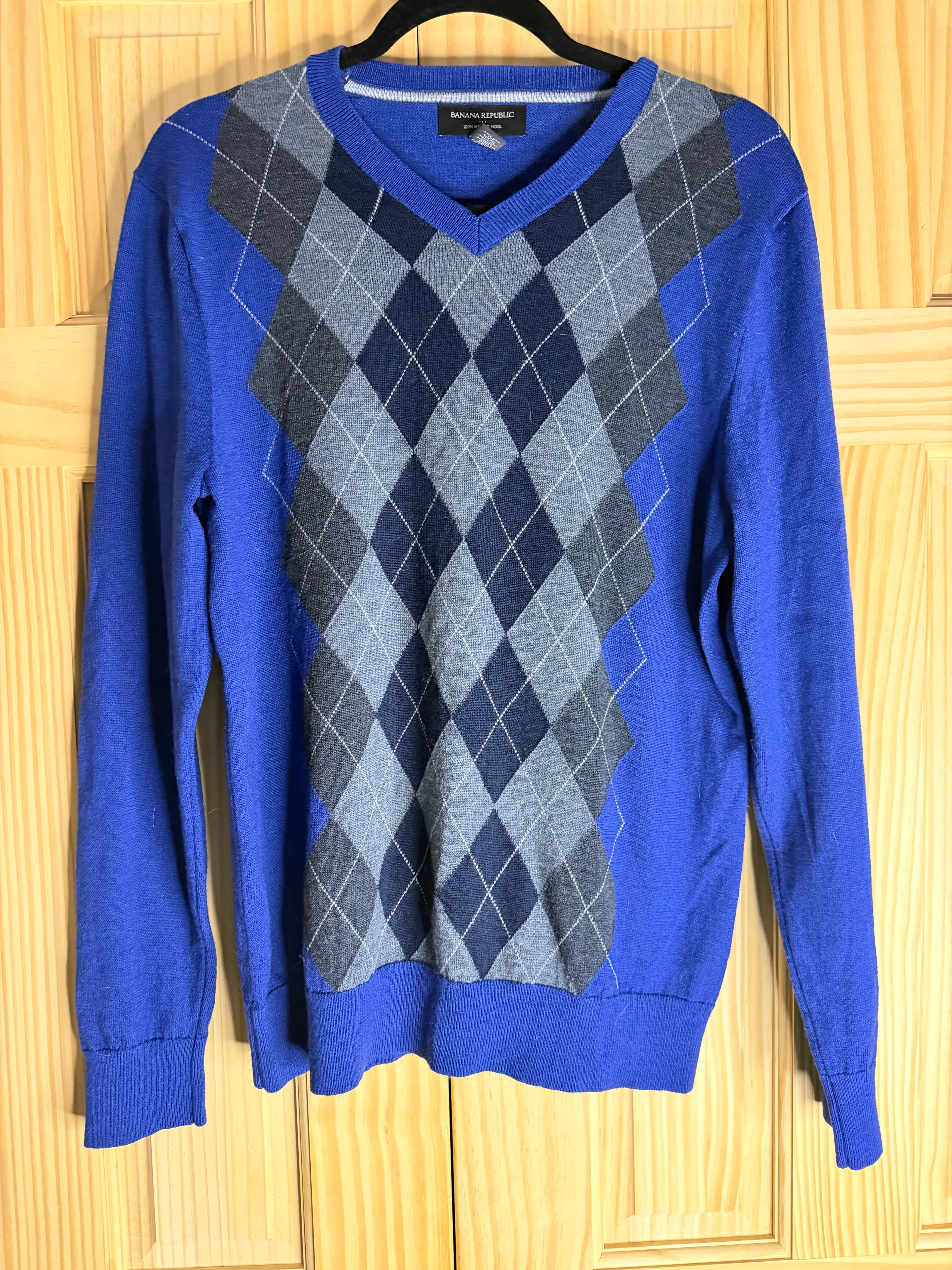 Joseph & Lyman Italian Merino Wool V-Neck Sweater Royal Blue Men's Large