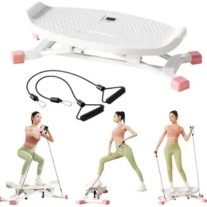 Balance Board, Full Motion Exerciser, Portable Ski Balance Machine with LCD Display, Balance Board with Resistance Bands, 300 lbs Capacity Suitable for Home Gym Exercise Equipment