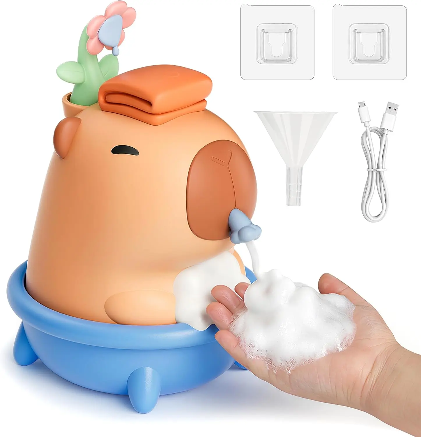 UNEEDE Capybara Automatic Touchless Foaming Soap Dispenser - Bathroom Accessory, Advanced Sensor, IP7 Waterproof, Compact, Adjustable Release Dispenser, Foam Control, Rechargeable Portable/Wall Mount, 9.5oz/280ml Soft Silicone, Decor & Birthday Gift Ideas