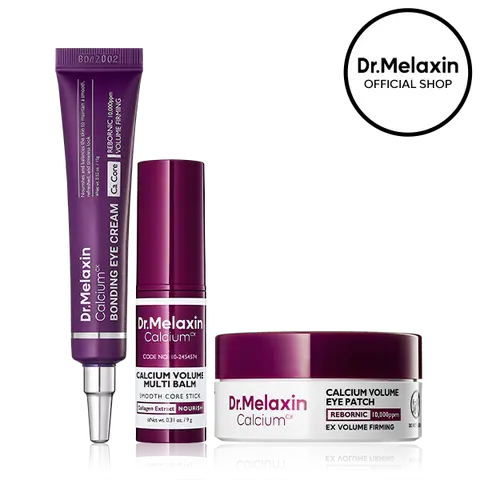 [Dr.Melaxin Official] Calcium Eye Care Trio, 3-Piece | Bonding Eye Cream + Volume Multi Balm + Volume Eye Patch | REBORNIC Calcium & Collagen | Eye Cream for Puffiness, Dark Circles & Fine Lines | Korean Skincare