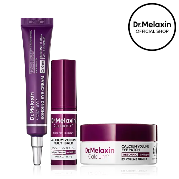 [Dr.Melaxin Official] Calcium Eye Care Trio, 3-Piece | Bonding Eye Cream + Volume Multi Balm + Volume Eye Patch | REBORNIC Calcium & Collagen | Eye Cream for Puffiness, Dark Circles & Fine Lines | Korean Skincare