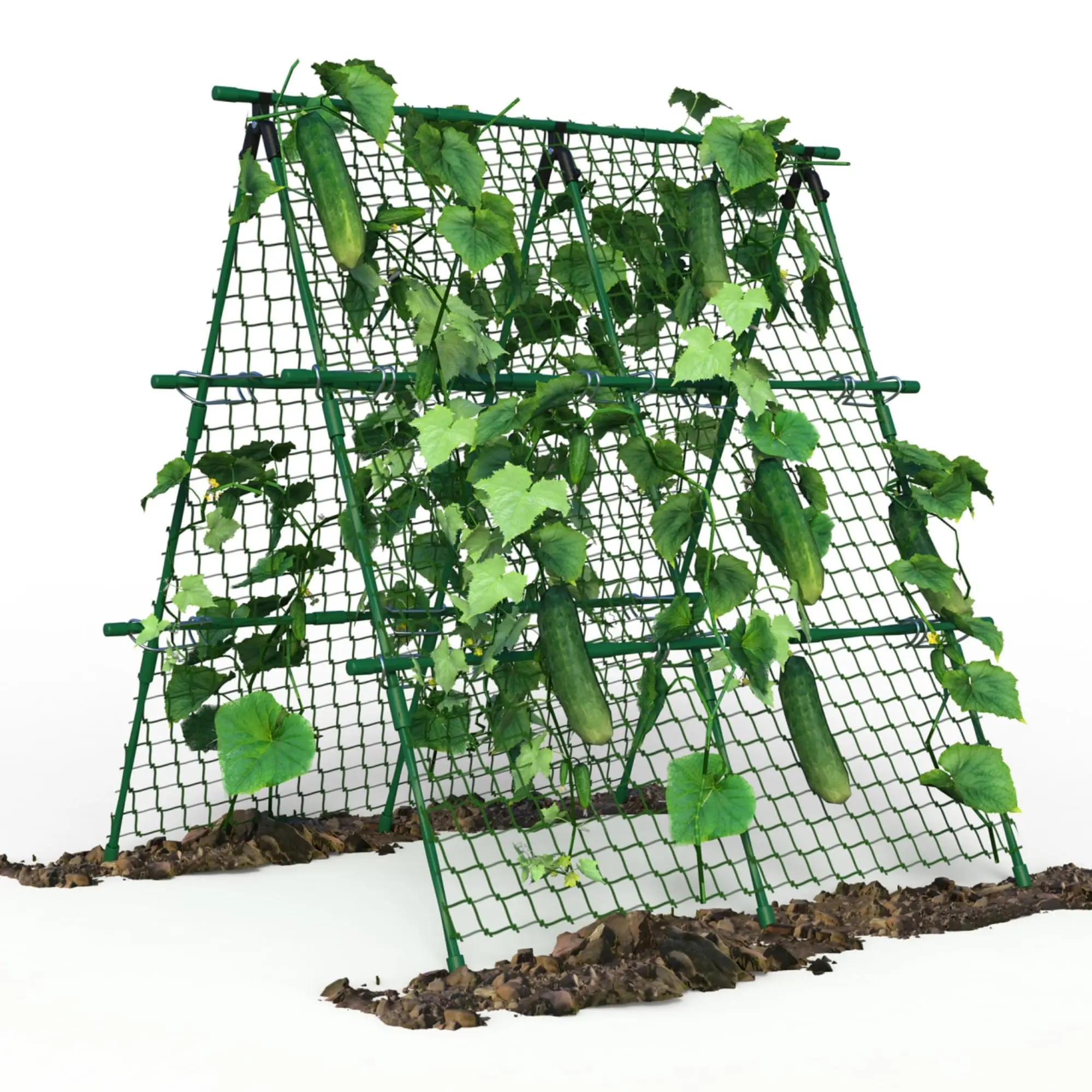 4 ft x 4 ft Garden Trellis for Cucumber, Climbing Plant Support with Netting for Vegetables Tomato Pea Bean Vine, Green