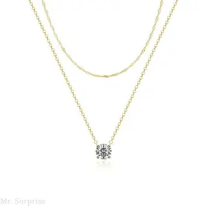 Women's Korean Ins Style Double-Layer Wave Multi-Strand Thin Chain Necklace, Luxury Sparkling Zircon Clavicle Chain, Minimalist Niche All-Match Fashion Costume Jewelry, Multi-Strand Chain Necklaces, Thin Chain Necklaces