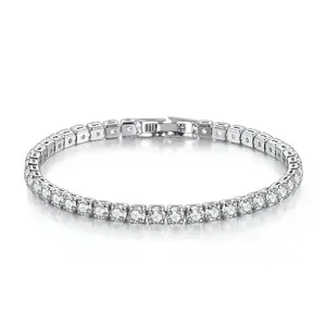 Elegant Diamond Tennis Bracelet in Silver Tone with Secure Clasp and Sparkling Stones for Women  & Accessories  Necklaces jewelry
