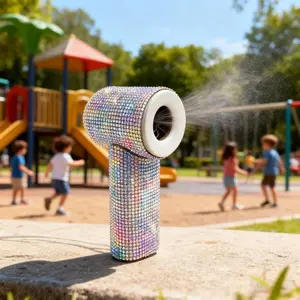 Mini Pocket Portable Fan Handheld Fan - Diamond Shiny Design, 199 Adjustable Wind Speeds, Digital Display | Compact & Portable, Ideal Christmas/New Year Gift