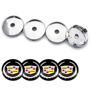 4 Pack 56/60mm Abs HUB Center Caps, Wheel Cover Emblem Stickers, Car Modification Accessories for Cadillac Escalade Ext Esv Elr Srx Ats Xts