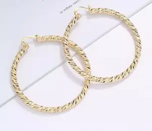 18-Karat Layered Real Gold-Filled Round Hoop Statement Earrings, Classic Style Earrings #14