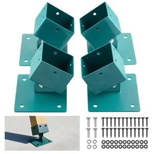 【Father's Day gift】VEVOR Swing Set Brackets, 4 Pack Heavy Duty Swing Set Leveling Hardware, Fits 4 x 4 in Post (Actual 3.6 x 3.6 in), 45°-60° Angle Range, Stainless Steel Anchor Level Kit on Uneven Grass Wooden Ground