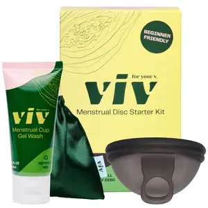 Viv Disc Starter Kit - Beginner Menstrual Disc, 100% Medical-Grade Silicone Reusable Comfort Period Disc with Cleansing Gel Wash and Storage Pouch