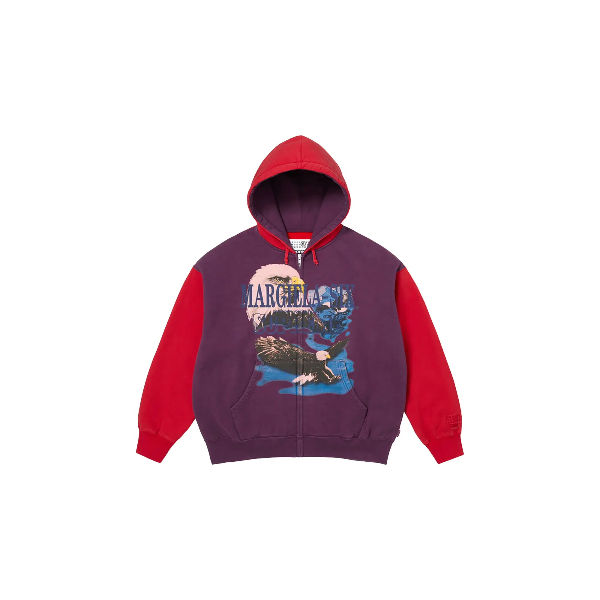 MM6 Maison Margiela Eagle Zip Up Hooded Sweatshirt "SS26 - Purple / Red" SU27174