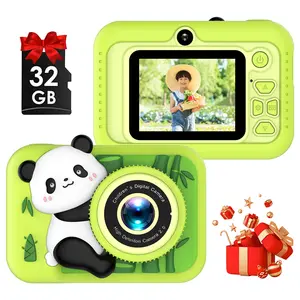 Panda Children's Camera for Photography, Portable Vlogging Camera with 32GB SD Card,Dual HD cameras, Wrist Strap, Self Timer, Anti-Shake, Digital Zoom, Ideal Gift for Girls, Boys Teenagers, and Beginners, Birthday Christmas Gift