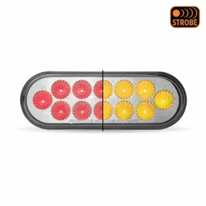 Trux Accessories - 6 Inch Red Stop Turn Tail to Amber Strobe Oval LED Light Automotive