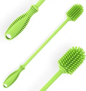 Silicone Bottle Cleaning Brush with Long Handle 12.5" for Baby Bottles Hydro Flask Sports Bottle Vase Glassware Perfect for Smaller Diameter Bottle Openings One Pack